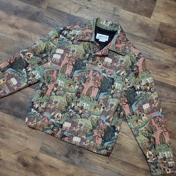 Vintage Women's Central Falls Tapestry Horse & Wagon Jacket Size Large - Picture 1 of 8